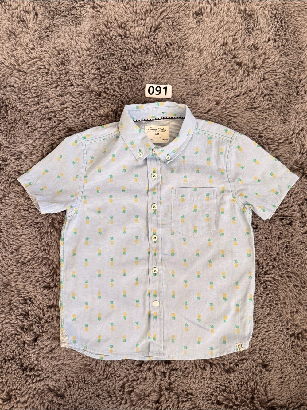 Sovereign Code Light Blue Short-Sleeve Pineapple Button-Down Shirt